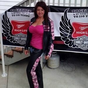 Harley-Davidson Black and Pink Leather Outfit